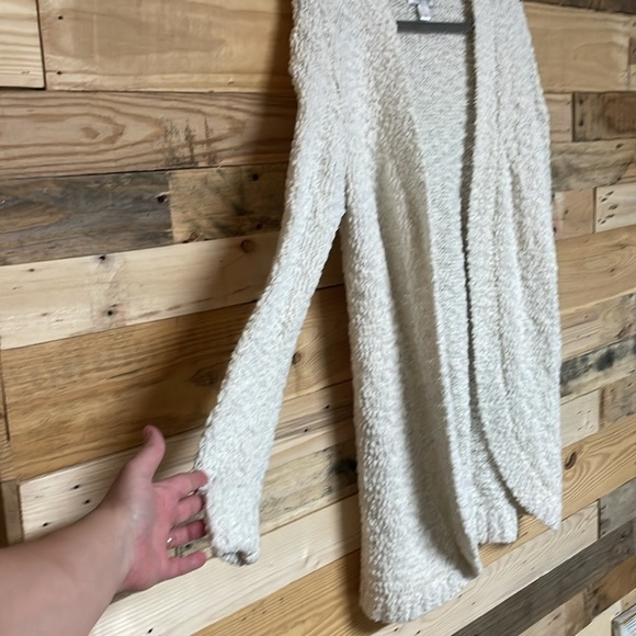 Christopher&Banks size L White Popcorn Open Front Long Sleeve Sweater Cardigan - Picture 6 of 7